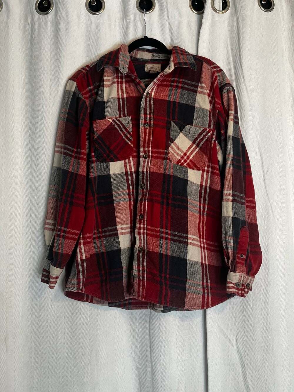 C.E. Schmidt Workwear Men's XL Red Plaid Heavyweight 100% Cotton Flannel Button-